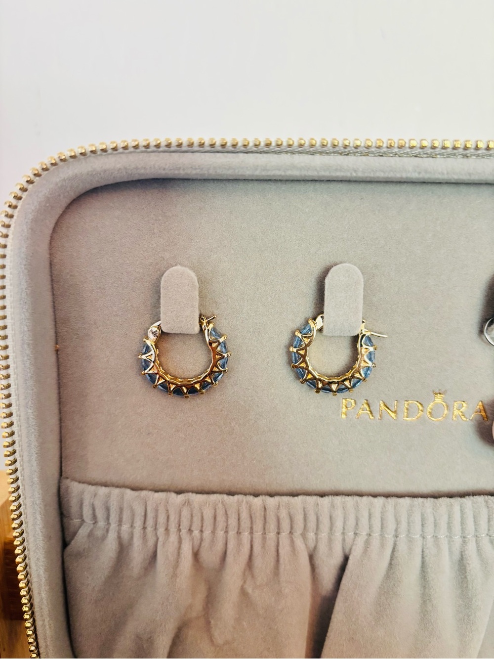 Blue Spike Hoop Earrings sapphire gold